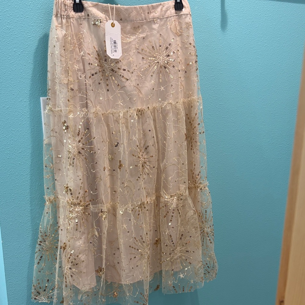 Elegant Gold Embroidered Skirt